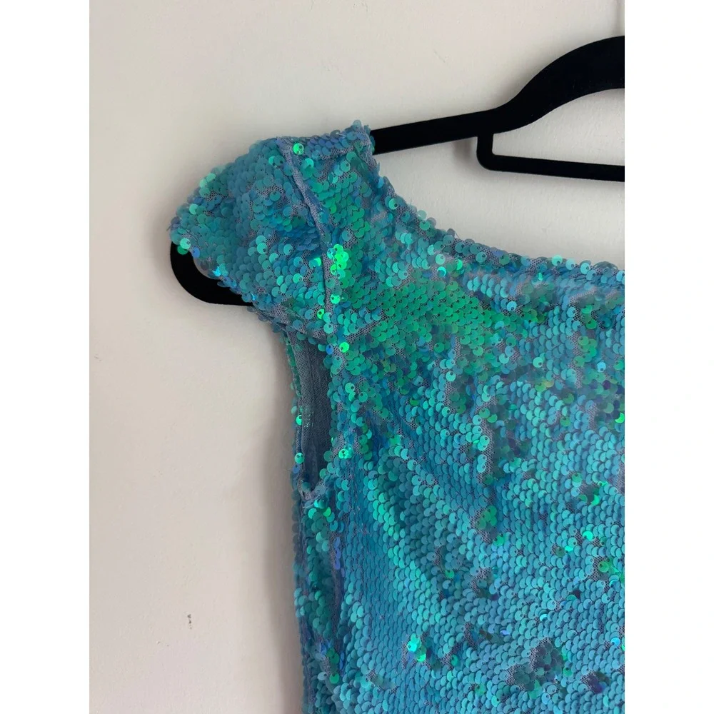 Intimately Free People Turquoise Iridescent Sequin Cap Sleeve Top OB2107105 XS